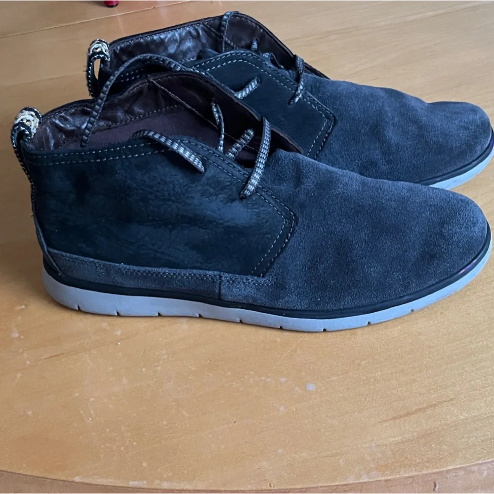 UGG Men's Charcoal leather Chukka Boots with gray Soles